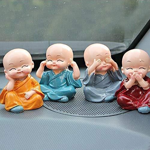 Elegant Buddha Monk Car Showpiece (4 Piece)